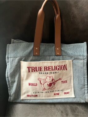 True Religion Light Denim Tote Bag, VGUC